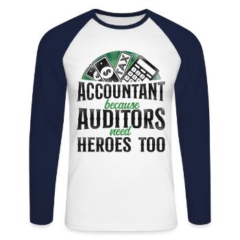Accountant Bookkeeper Accounting - Unisex Long Sleeve Baseball T-Shirt - white/navy - Front - Nik (191cm)