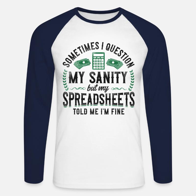 Comptable Comptable Comptable Comptabilité - T-shirt baseball manches longues Homme - blanc/marine