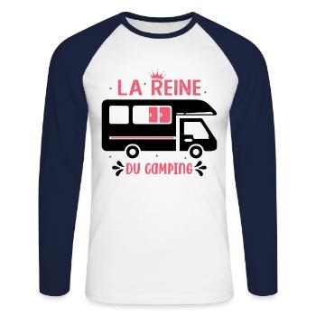 La Reine Du Camping Campeuse - T-shirt baseball manches longues Homme - blanc/marine - Devant - Nik (191cm)