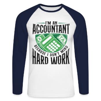 Accountant Bookkeeper Accounting - Unisex Baseballshirt langarm - Weiß/Navy - Vorne - Nik (191cm)