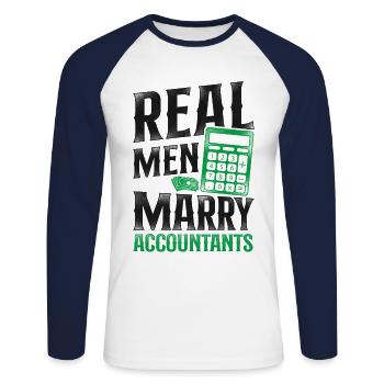 Accountant Bookkeeper Marriage - Unisex Baseballshirt langarm - Weiß/Navy - Vorne - Nik (191cm)