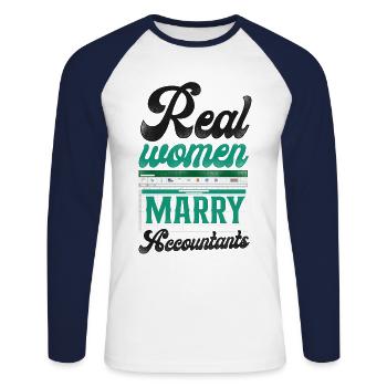 Accountant Bookkeeper Marriage - Unisex Baseballshirt langarm - Weiß/Navy - Vorne - Nik (191cm)