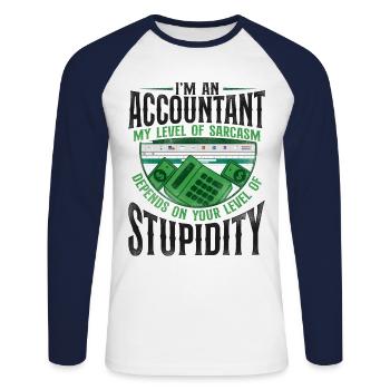 Accountant Bookkeeper Accounting - Unisex Baseballshirt langarm - Weiß/Navy - Vorne - Nik (191cm)