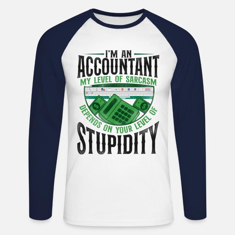 Comptable Comptable Comptable Comptabilité - T-shirt baseball manches longues Homme - blanc/marine
