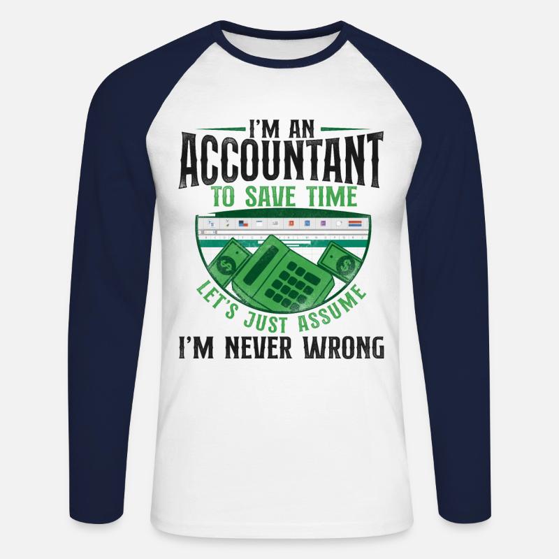 Comptable Comptable Comptable Comptabilité - T-shirt baseball manches longues Homme - blanc/marine