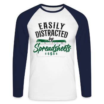 Comptable Comptable Comptable Comptabilité - T-shirt baseball manches longues Homme - blanc/marine - Devant - Nik (191cm)