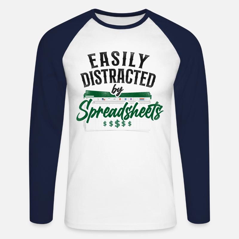 Comptable Comptable Comptable Comptabilité - T-shirt baseball manches longues Homme - blanc/marine