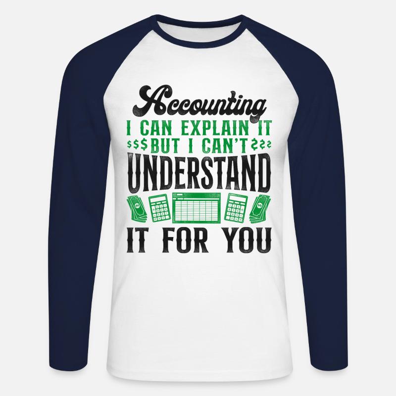 Comptable Comptable Comptable Comptabilité - T-shirt baseball manches longues Homme - blanc/marine