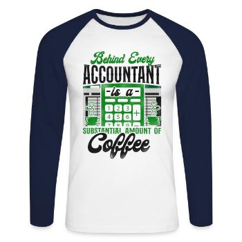 Accountant Bookkeeper Accounting - Unisex Long Sleeve Baseball T-Shirt - white/navy - Front - Nik (191cm)