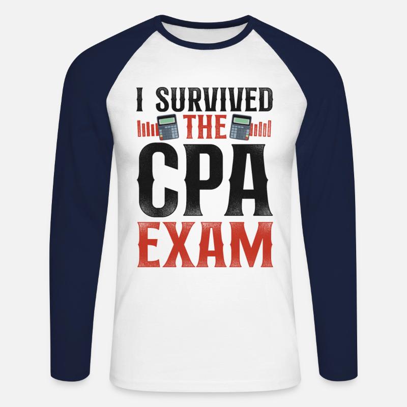 Comptable Comptable Comptable Comptabilité - T-shirt baseball manches longues Homme - blanc/marine