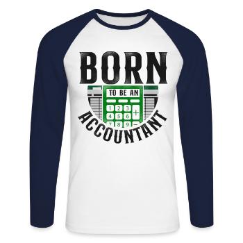 Comptable Comptable Comptable Comptabilité - T-shirt baseball manches longues Homme - blanc/marine - Devant - Nik (191cm)
