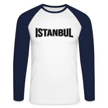 Istanbul - Unisex Baseballshirt langarm - Weiß/Navy - Vorne - Nik (191cm)
