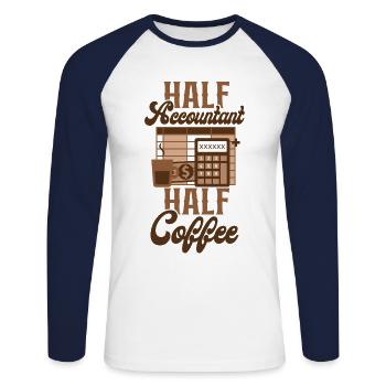 Comptable Comptable Comptable Comptabilité - T-shirt baseball manches longues Homme - blanc/marine - Devant - Nik (191cm)