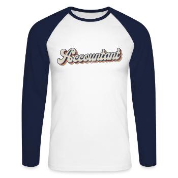 Comptable Comptable Comptable Comptabilité - T-shirt baseball manches longues Homme - blanc/marine - Devant - Nik (191cm)
