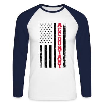 Accountant Bookkeeper Accounting - Unisex Long Sleeve Baseball T-Shirt - white/navy - Front - Nik (191cm)