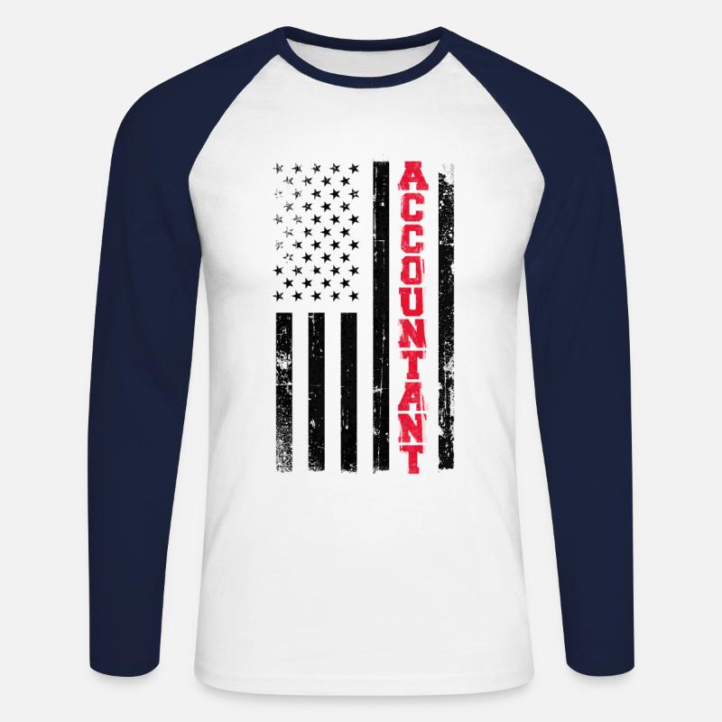 Comptable Comptable Comptable Comptabilité - T-shirt baseball manches longues Homme - blanc/marine