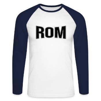 Rom - Unisex Baseballshirt langarm - Weiß/Navy - Vorne - Nik (191cm)