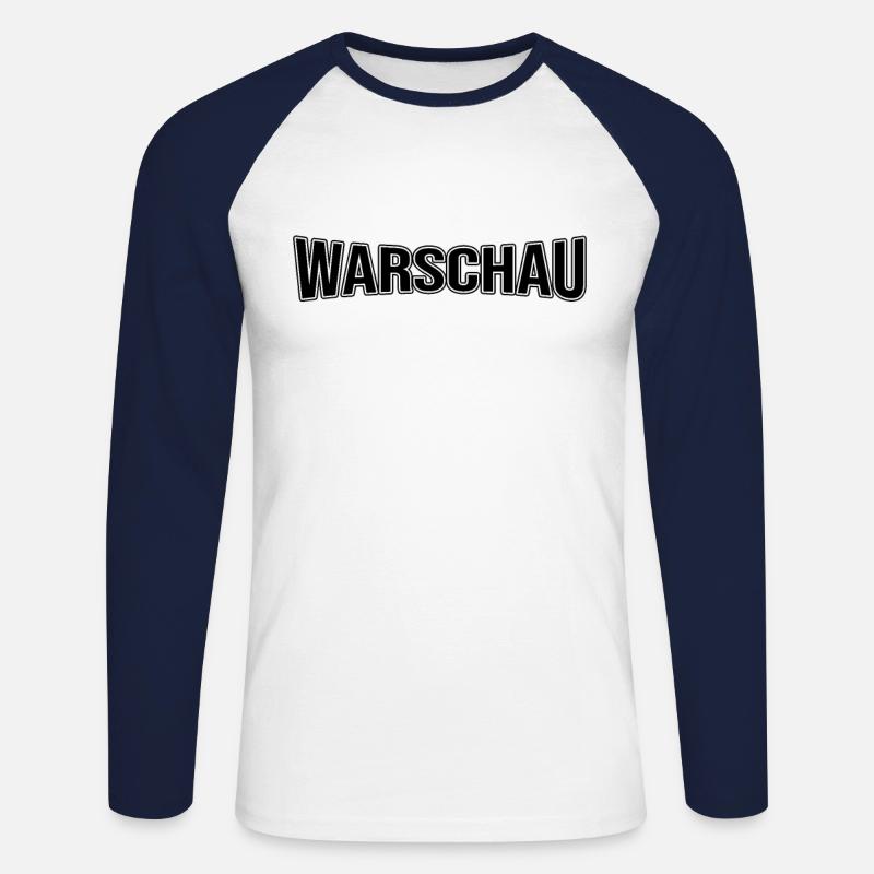 Warschau - Unisex Baseballshirt langarm - Weiß/Navy