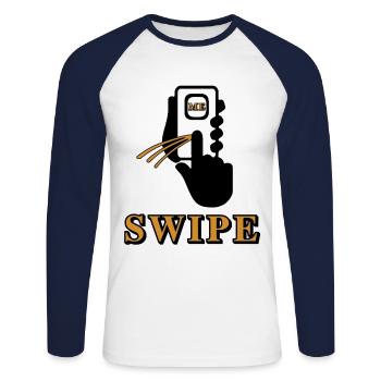 Wipe Me - Swipe Me - Unisex Long Sleeve Baseball T-Shirt - white/navy - Front - Nik (191cm)