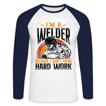 Welder Welding Vintage Retro I'm A - Unisex Baseballshirt langarm - Weiß/Navy - Vorne - Nik (191cm)