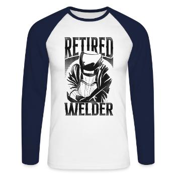 Welder Welding Retirement Vintage - Unisex Baseballshirt langarm - Weiß/Navy - Vorne - Nik (191cm)