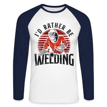Welder Welding Vintage Retro I'd - Unisex Long Sleeve Baseball T-Shirt - white/navy - Front - Nik (191cm)