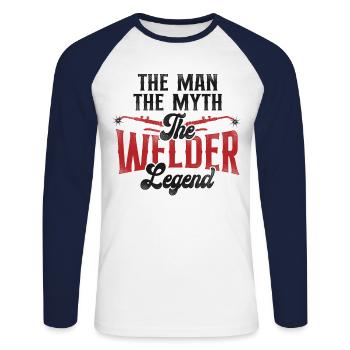 Welder Welding Dad Father Vintage - Unisex Long Sleeve Baseball T-Shirt - white/navy - Front - Nik (191cm)