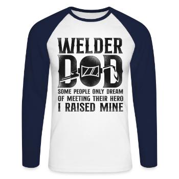 Welder Welding Father Vintage - Unisex Long Sleeve Baseball T-Shirt - white/navy - Front - Nik (191cm)