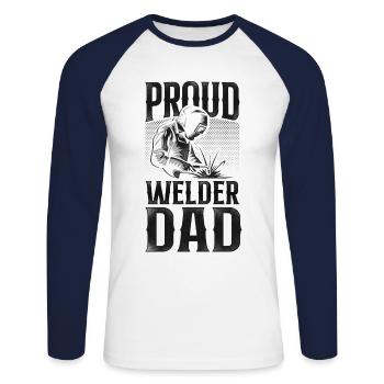 Welder Welding Dad Father Vintage - Unisex Long Sleeve Baseball T-Shirt - white/navy - Front - Nik (191cm)