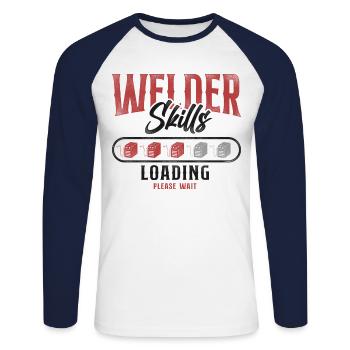 Welder Welding Apprentice Vintage - Unisex Baseballshirt langarm - Weiß/Navy - Vorne - Nik (191cm)