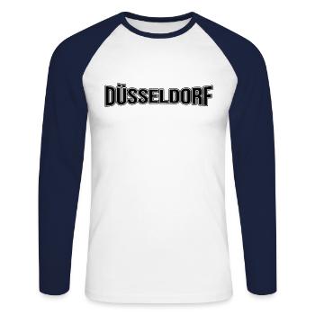 Düsseldorf - Unisex Baseballshirt langarm - Weiß/Navy - Vorne - Nik (191cm)