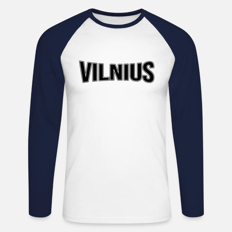 Vilnius - Unisex Baseballshirt langarm - Weiß/Navy