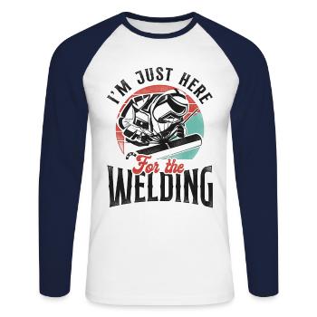 Welder Welding Vintage Retro I'm - Unisex Baseballshirt langarm - Weiß/Navy - Vorne - Nik (191cm)