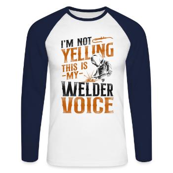 Welder Welding Vintage I'm Not - Unisex Baseballshirt langarm - Weiß/Navy - Vorne - Nik (191cm)