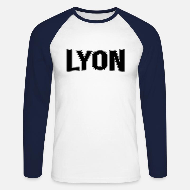 Lyon - Unisex Baseballshirt langarm - Weiß/Navy