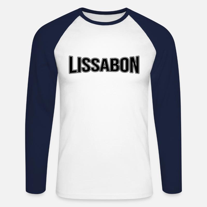 Lissabon - Unisex Baseballshirt langarm - Weiß/Navy