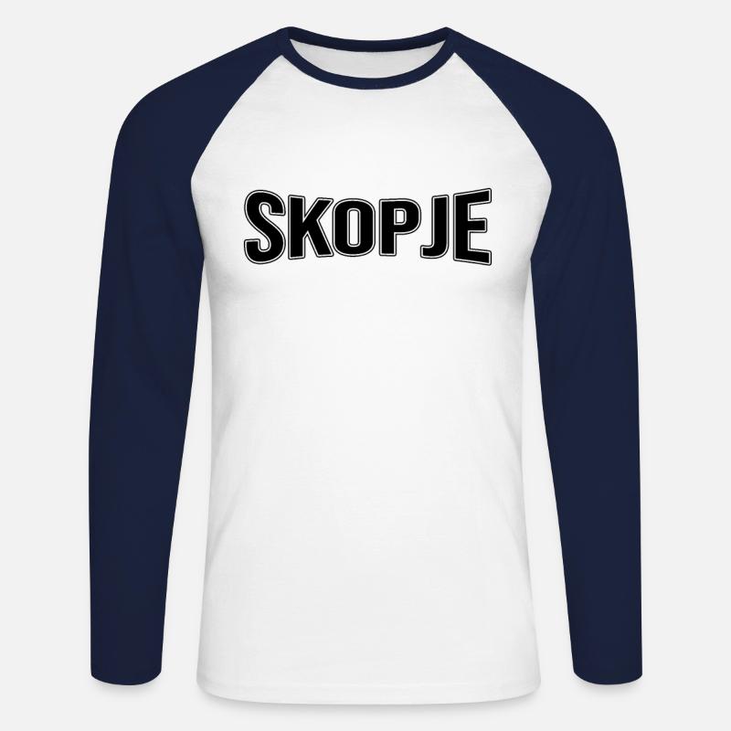 Skopje - Unisex Baseballshirt langarm - Weiß/Navy