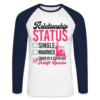 Certified Forklift Truck Operator - Unisex Baseballshirt langarm - Weiß/Navy - Vorne - Nik (191cm)