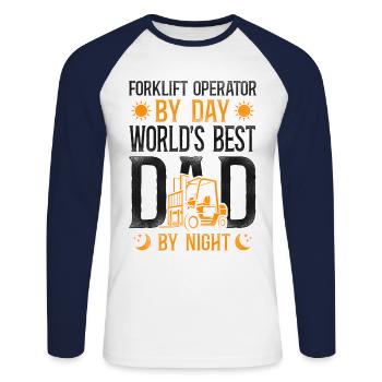 Certified Forklift Truck Operator - Unisex Baseballshirt langarm - Weiß/Navy - Vorne - Nik (191cm)