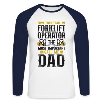Certified Forklift Truck Operator - Unisex Long Sleeve Baseball T-Shirt - white/navy - Front - Nik (191cm)