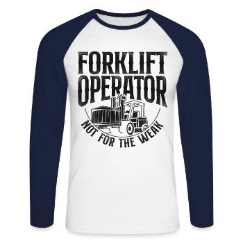 Certified Forklift Truck Operator - Unisex Long Sleeve Baseball T-Shirt - white/navy - Front - Nik (191cm)