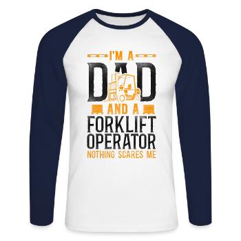 Certified Forklift Truck Operator - Unisex Long Sleeve Baseball T-Shirt - white/navy - Front - Nik (191cm)