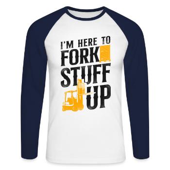 Certified Forklift Truck Operator - Unisex Long Sleeve Baseball T-Shirt - white/navy - Front - Nik (191cm)