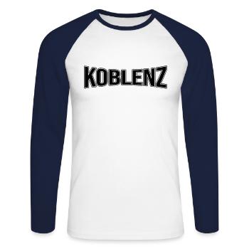 Koblenz - Unisex Baseballshirt langarm - Weiß/Navy - Vorne - Nik (191cm)