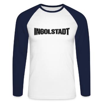 Ingolstadt - Unisex Baseballshirt langarm - Weiß/Navy - Vorne - Nik (191cm)