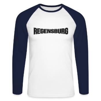 Regensburg - Unisex Baseballshirt langarm - Weiß/Navy - Vorne - Nik (191cm)