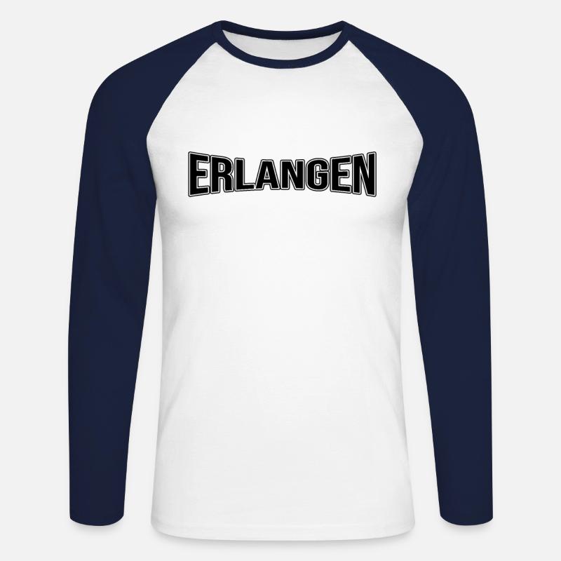 Erlangen - Unisex Baseballshirt langarm - Weiß/Navy