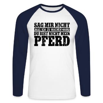 Pferde - Unisex Baseballshirt langarm - Weiß/Navy - Vorne - Nik (191cm)