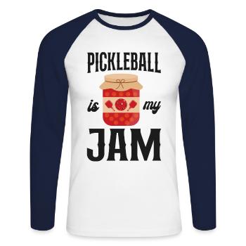 Pickleball Pickleball Is My Jam - Unisex Long Sleeve Baseball T-Shirt - white/navy - Front - Nik (191cm)