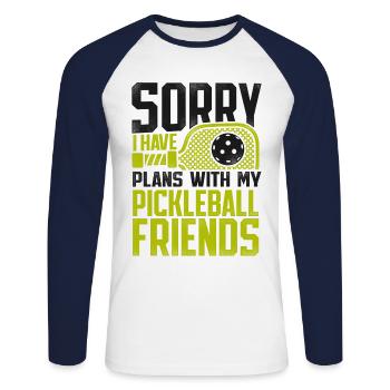Pickleball Sorry I Have Plans With - Unisex Baseballshirt langarm - Weiß/Navy - Vorne - Nik (191cm)